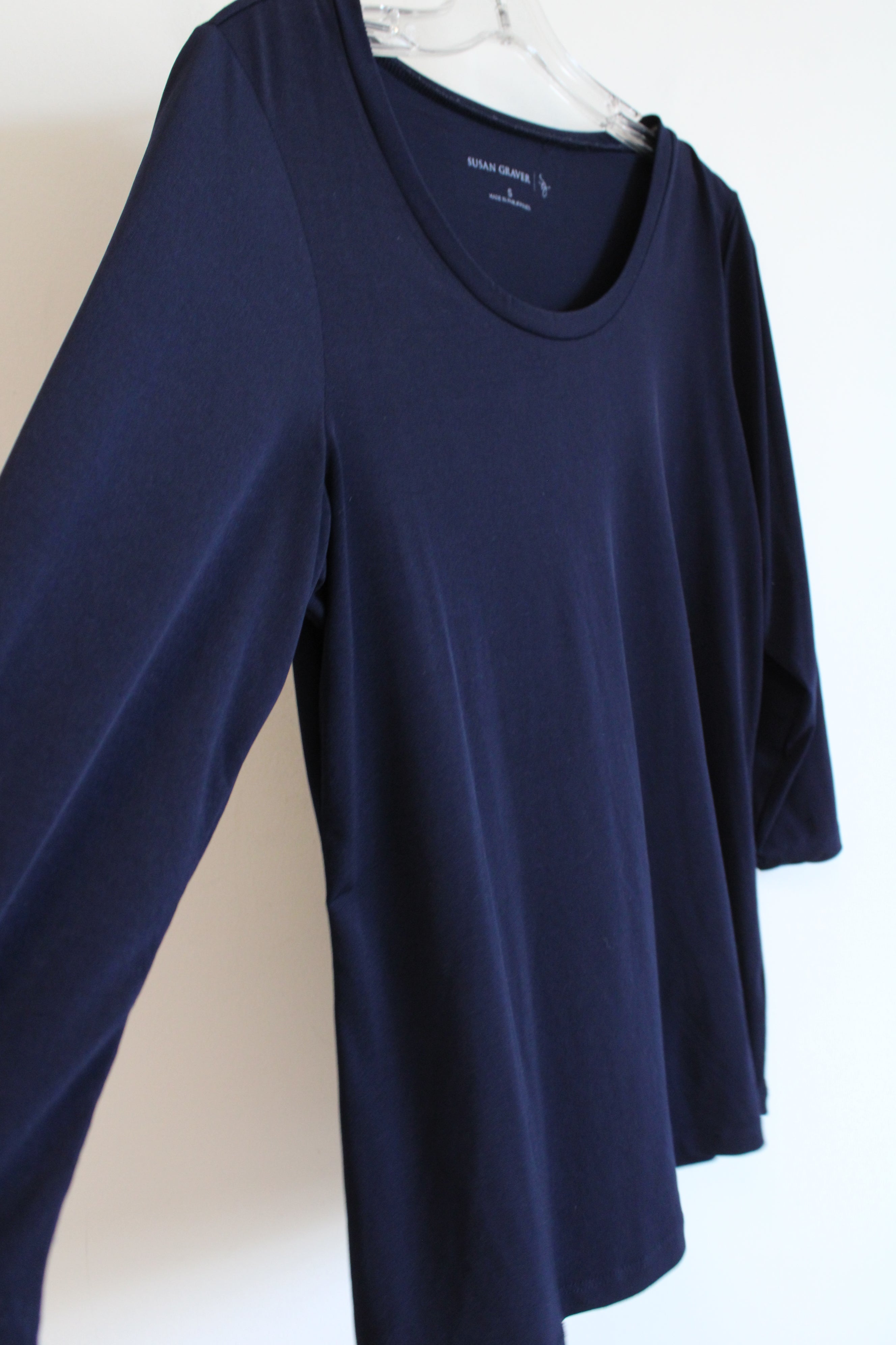 Susan Graver Dark Navy Blue Scoopneck Top | S