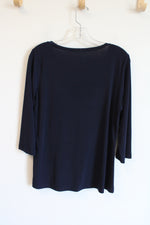 Susan Graver Dark Navy Blue Scoopneck Top | S