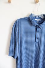 Greg Norman ML75 Play Dry Blue Black Striped Polo Shirt | XXL