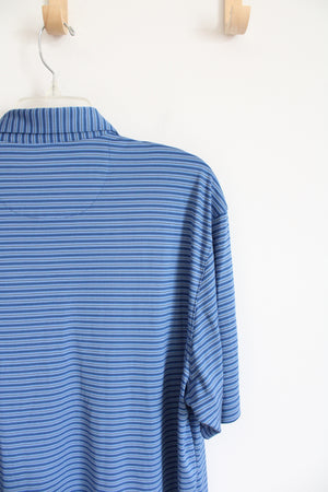 Greg Norman ML75 Play Dry Blue Black Striped Polo Shirt | XXL