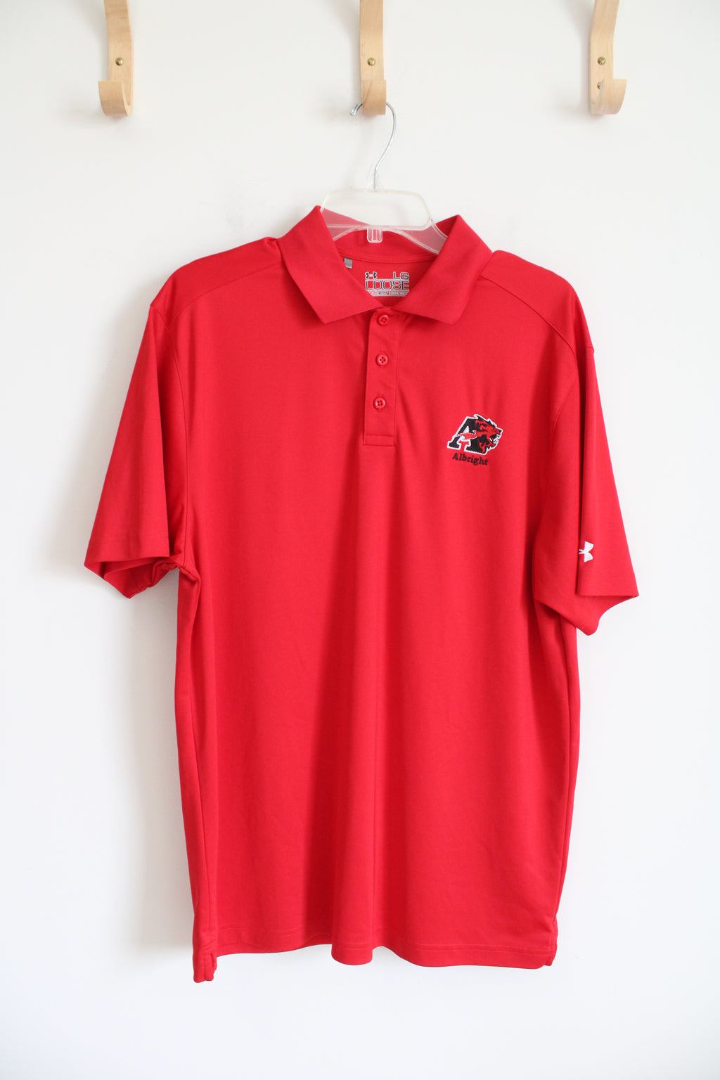 Under Armour Loose Fit Albright College Red Polo Shirt | L