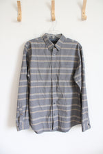 Banana Republic Soft Wash Tailored Slim Fit Gray Striped Button Down Shirt | L