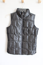 Lands' End Metallic Charcoal Gray Puffer Vest | XS