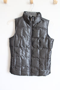 Lands' End Metallic Charcoal Gray Puffer Vest | XS