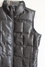 Lands' End Metallic Charcoal Gray Puffer Vest | XS