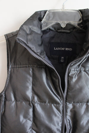 Lands' End Metallic Charcoal Gray Puffer Vest | XS