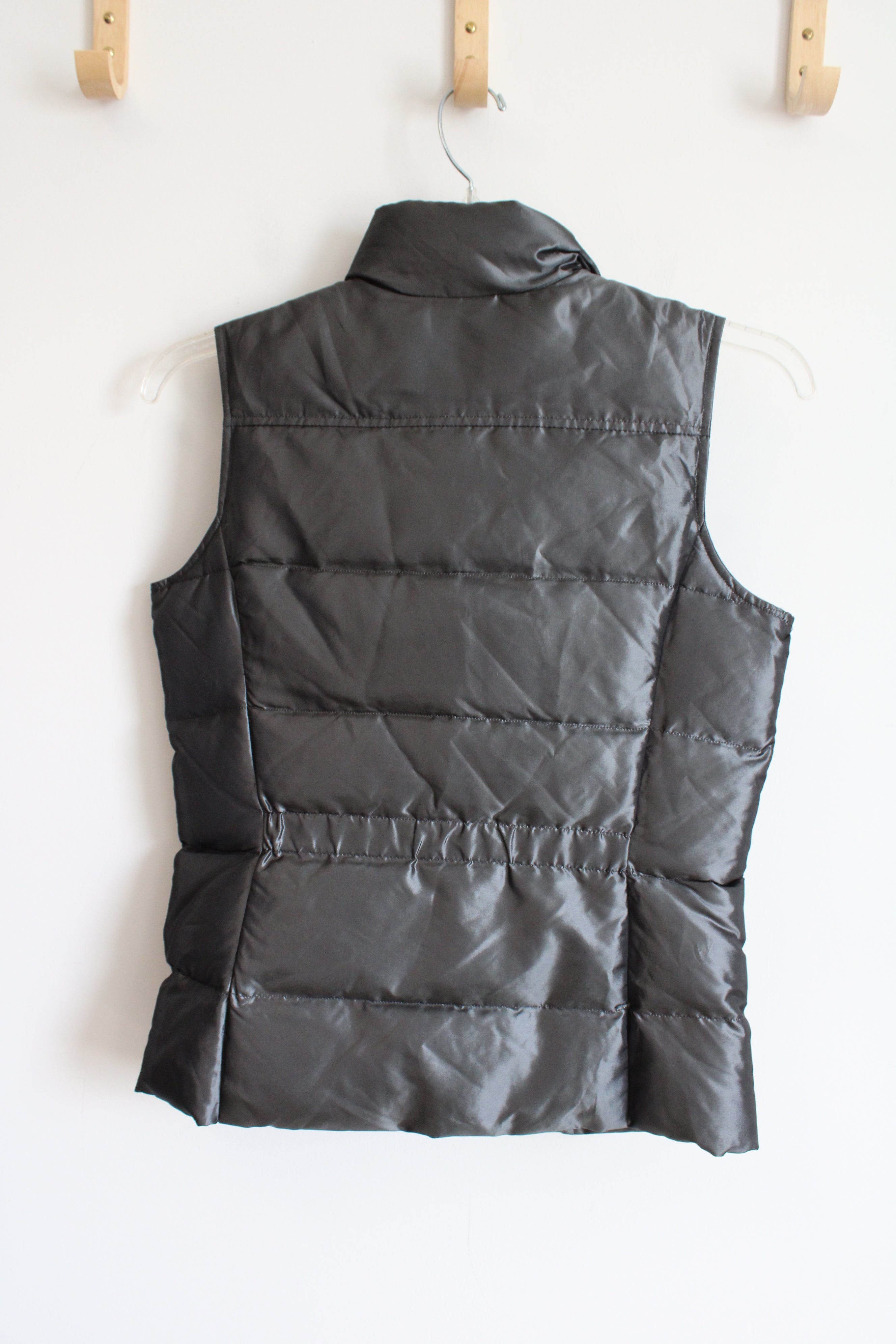 Lands' End Metallic Charcoal Gray Puffer Vest | XS