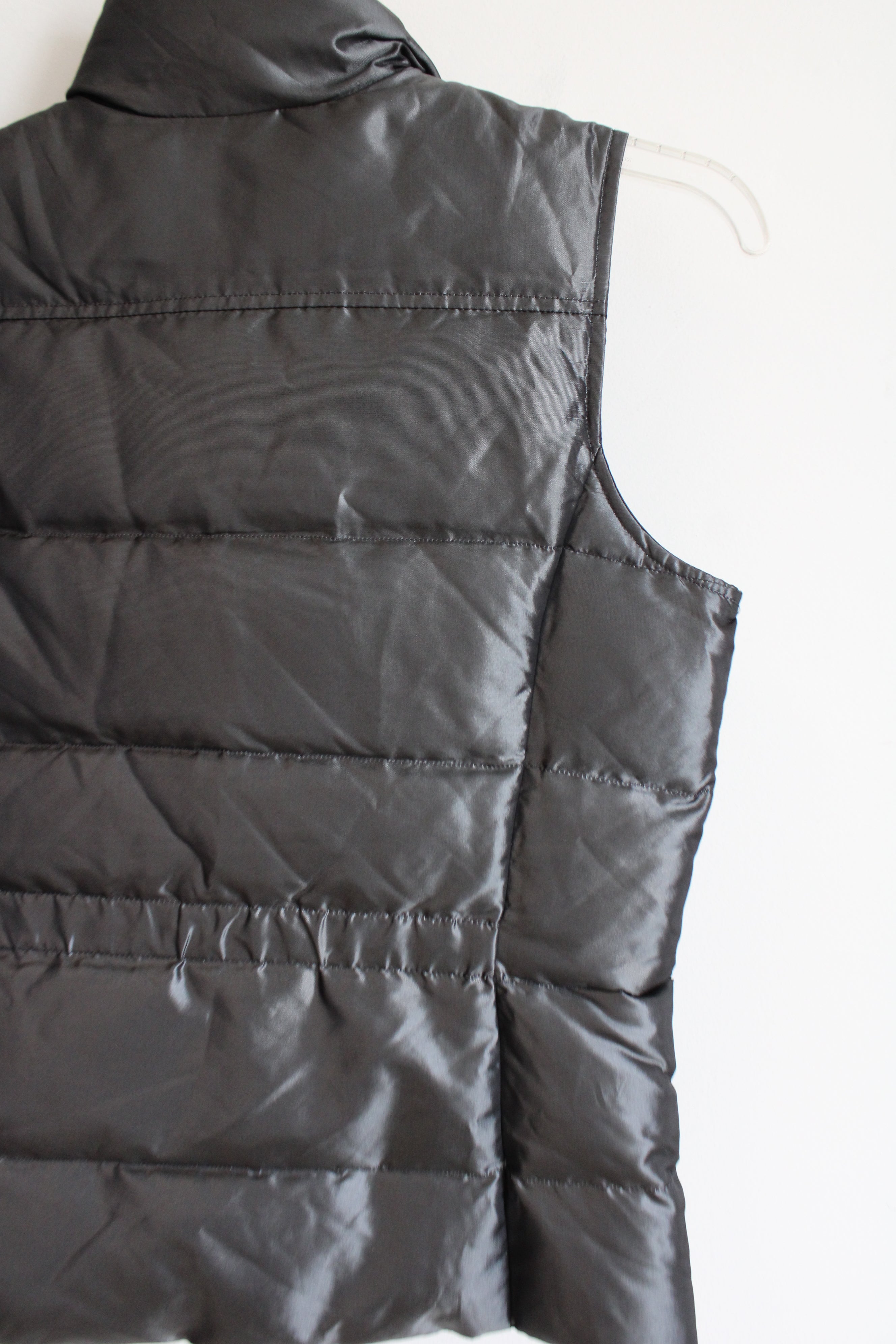 Lands' End Metallic Charcoal Gray Puffer Vest | XS