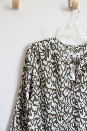 NEW Jachs Girlfriend Green & White Button Down Top | M