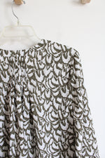 NEW Jachs Girlfriend Green & White Button Down Top | M