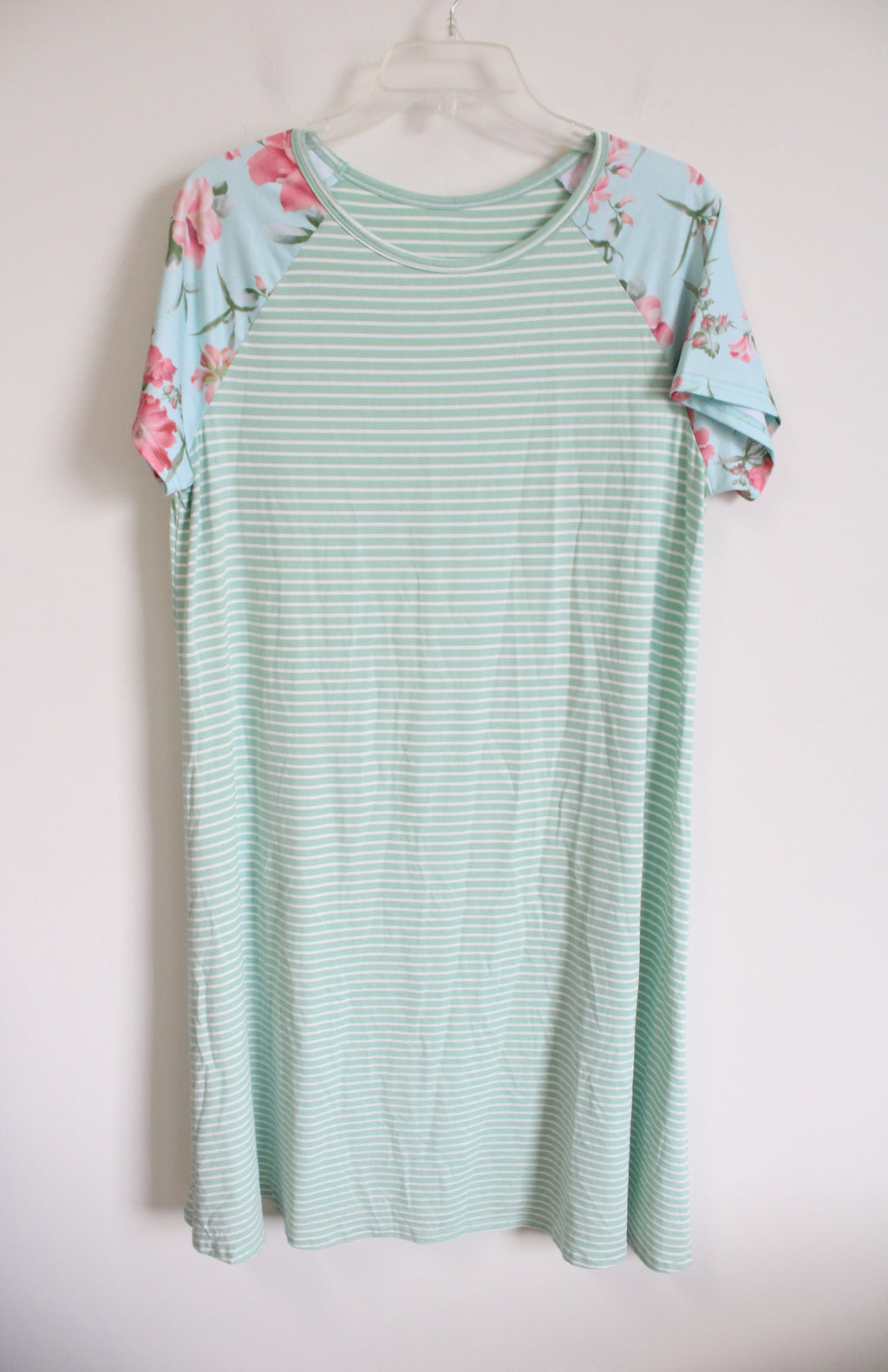 Mint Green Striped & Floral Dress | XL