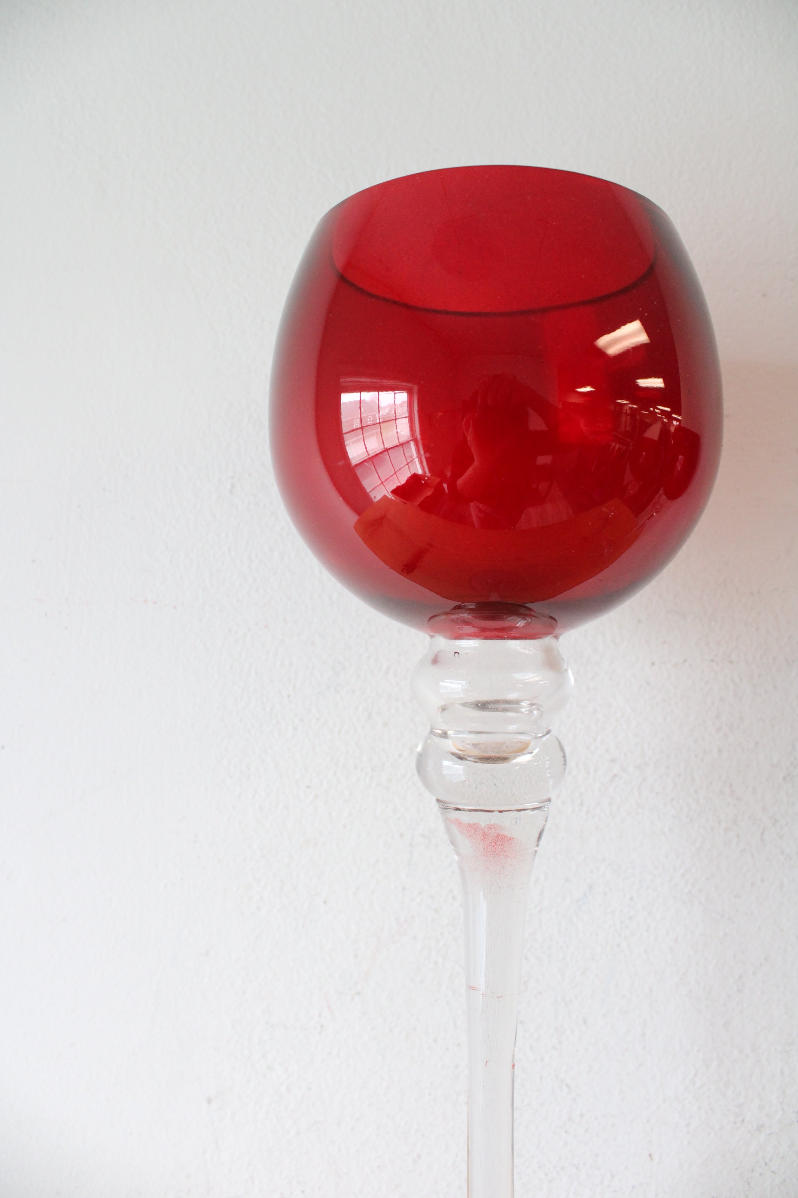 Hand Blown Ruby Red Large Goblets Set