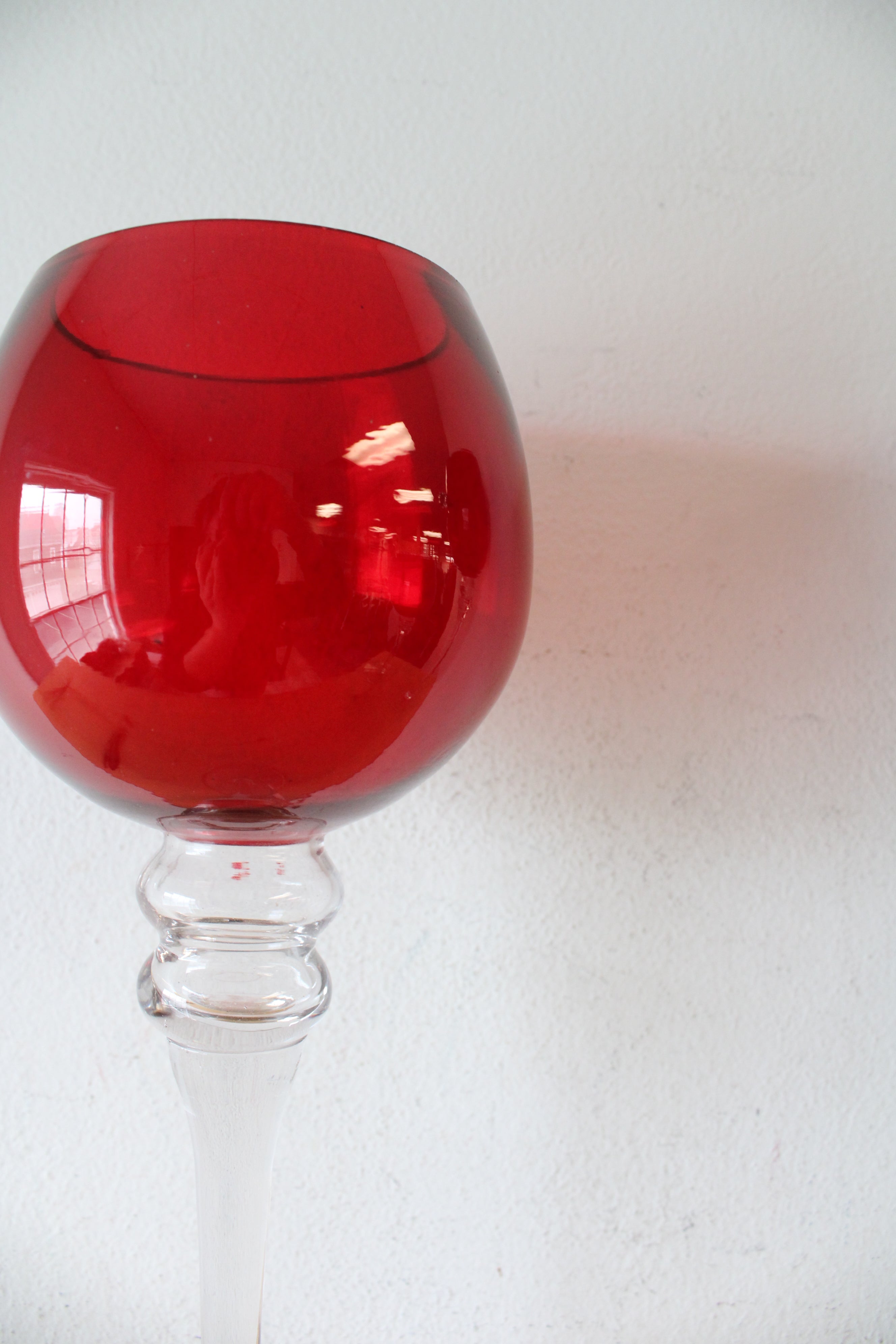 Hand Blown Ruby Red Large Goblets Set