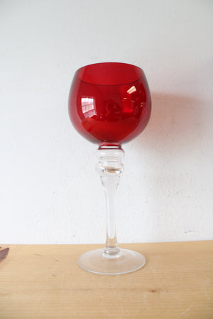 Hand Blown Ruby Red Large Goblets Set