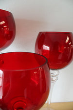 Hand Blown Ruby Red Large Goblets Set