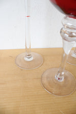 Hand Blown Ruby Red Large Goblets Set