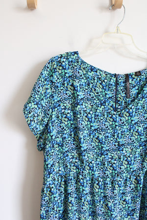 Skye's The Limit Blue Green Floral Tiered Dress | 1X