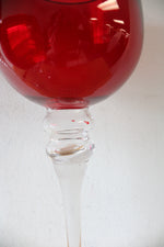 Hand Blown Ruby Red Large Goblets Set