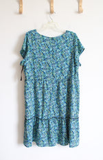 Skye's The Limit Blue Green Floral Tiered Dress | 1X