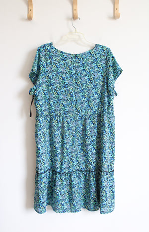 Skye's The Limit Blue Green Floral Tiered Dress | 1X