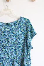 Skye's The Limit Blue Green Floral Tiered Dress | 1X