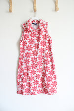 Basic Editions Red & Pink Floral Striped Collared Dress | Youth 14/16