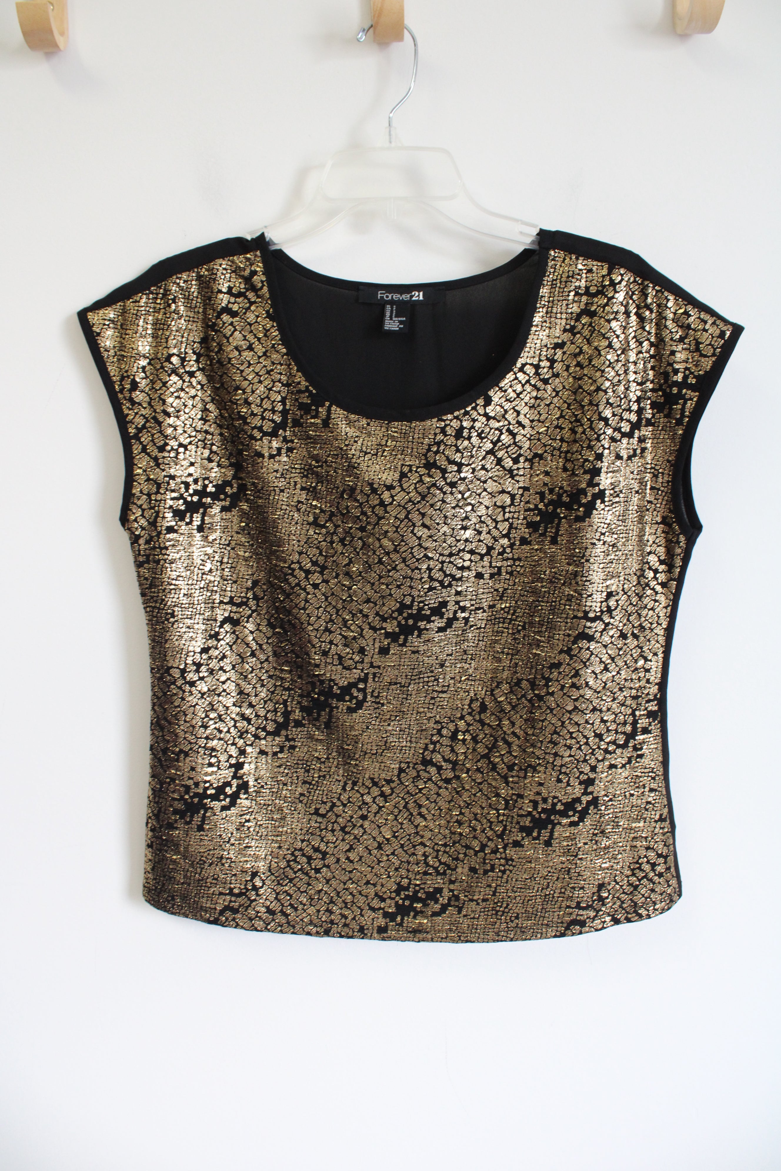 Forever 21 Black & Gold Metallic Top | S