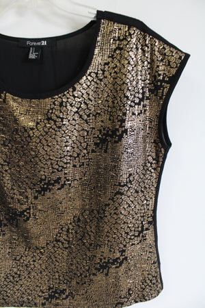 Forever 21 Black & Gold Metallic Top | S