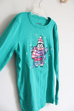 Lands' End Teal Penguin Long Sleeved Shirt | Youth 12