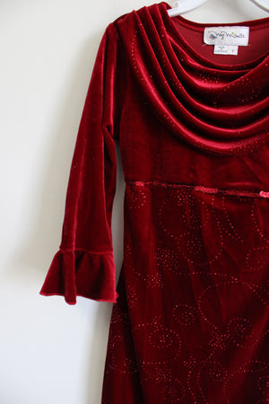 My Michelle Red Sparkle Velvet Dress | 7