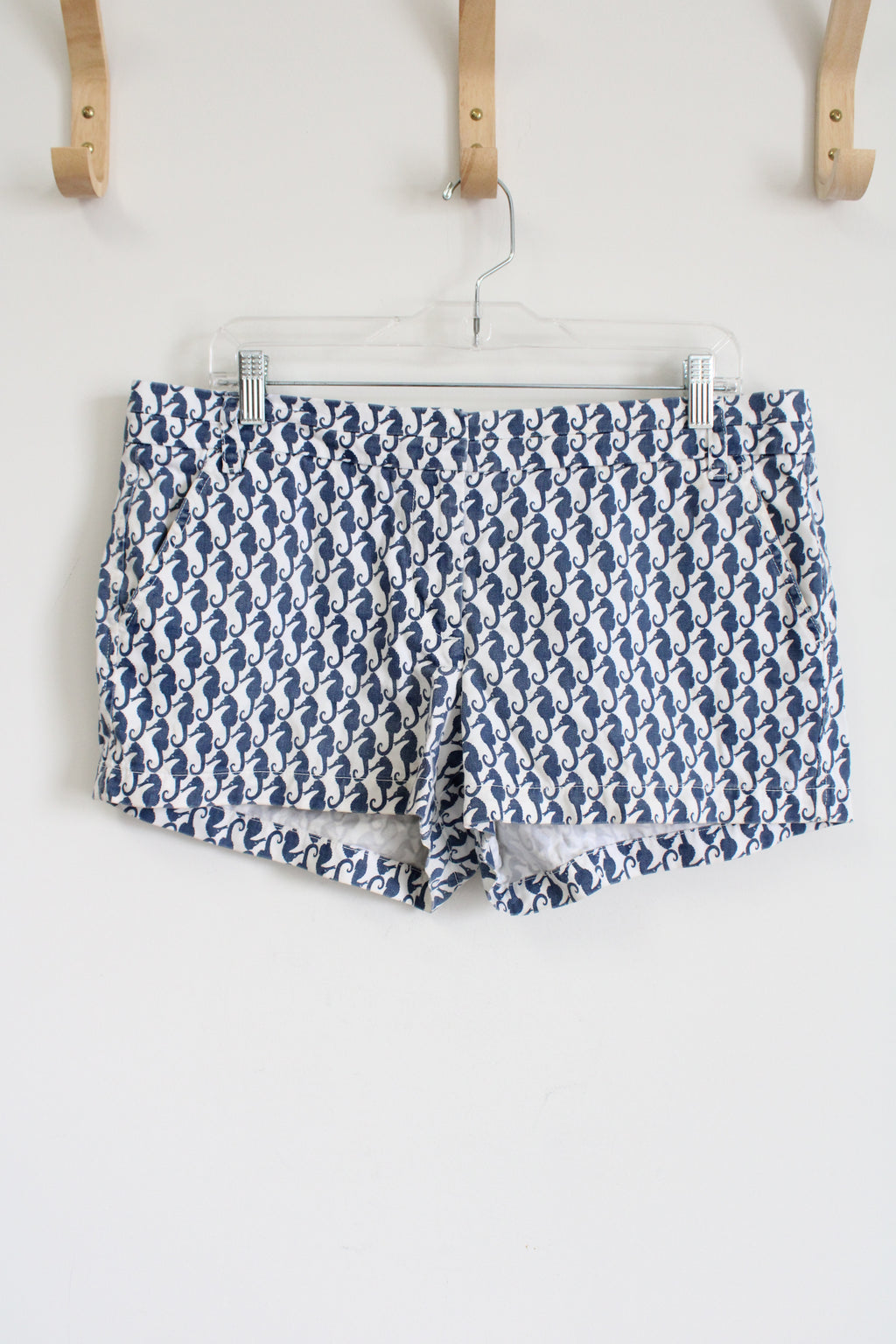 J.Crew Chino Blue White Seahorse Print Shorts | 12