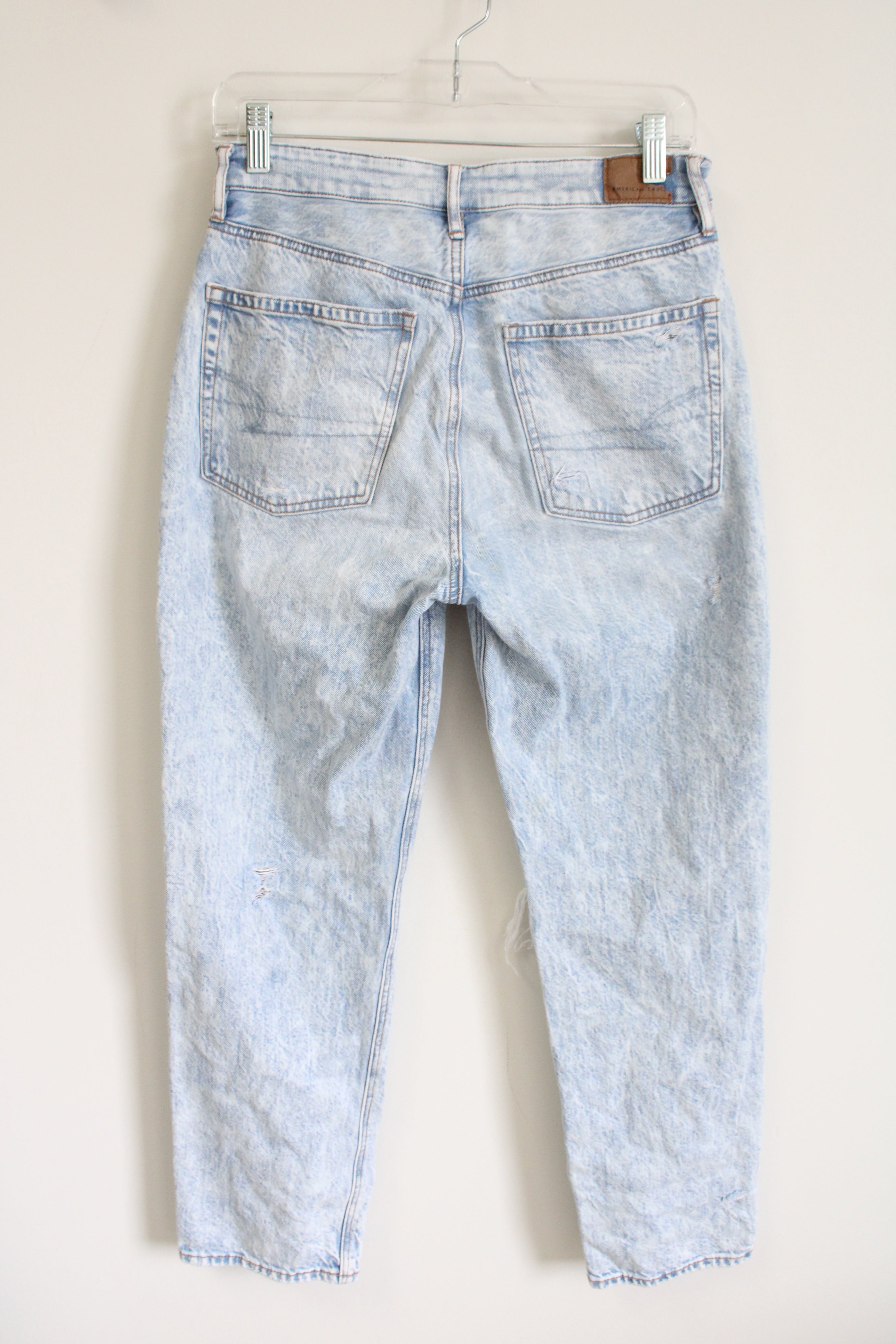 American Eagle Comfort Stretch Waistband 90's Boyfriend Light Wash Distressed Jean | 4