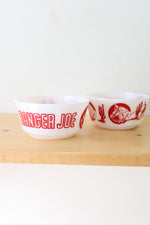 Vintage Hazel Atlas Milk Glass Cowboy Ranger Joe Red Bowls | Set Of 2