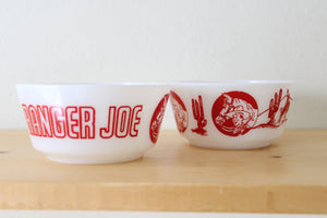 Vintage Hazel Atlas Milk Glass Cowboy Ranger Joe Red Bowls | Set Of 2