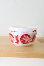 Vintage Hazel Atlas Milk Glass Cowboy Ranger Joe Red Bowls | Set Of 2