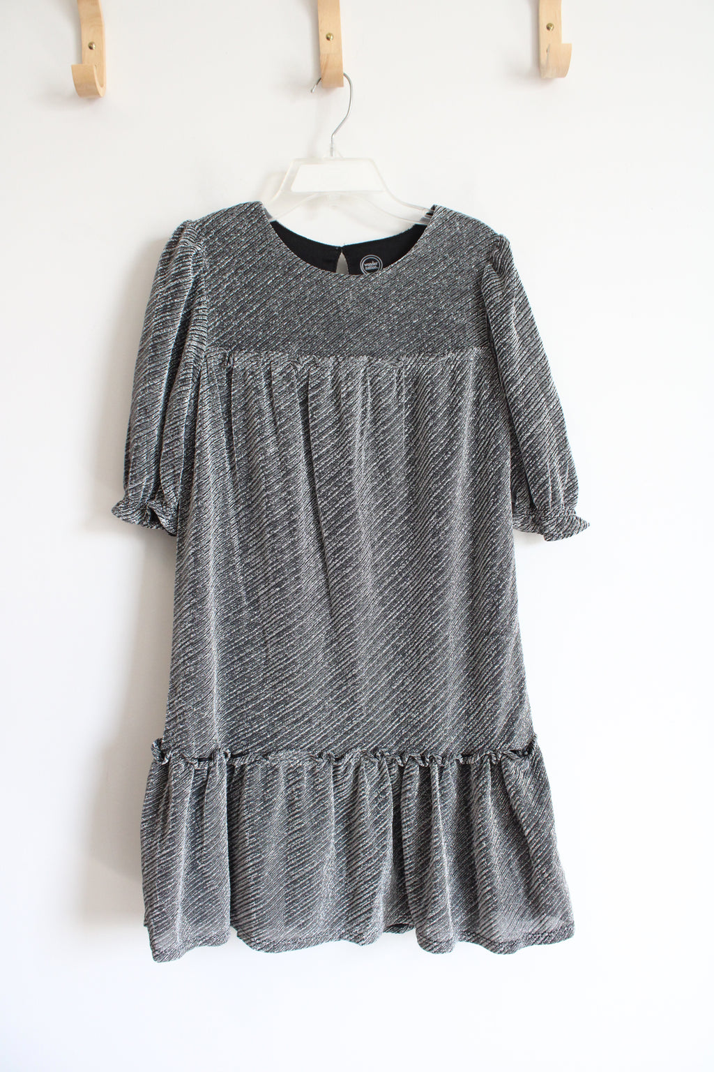 NEW Wonder Nation Silver & Black Shimmer Dress | Youth L (10/12)