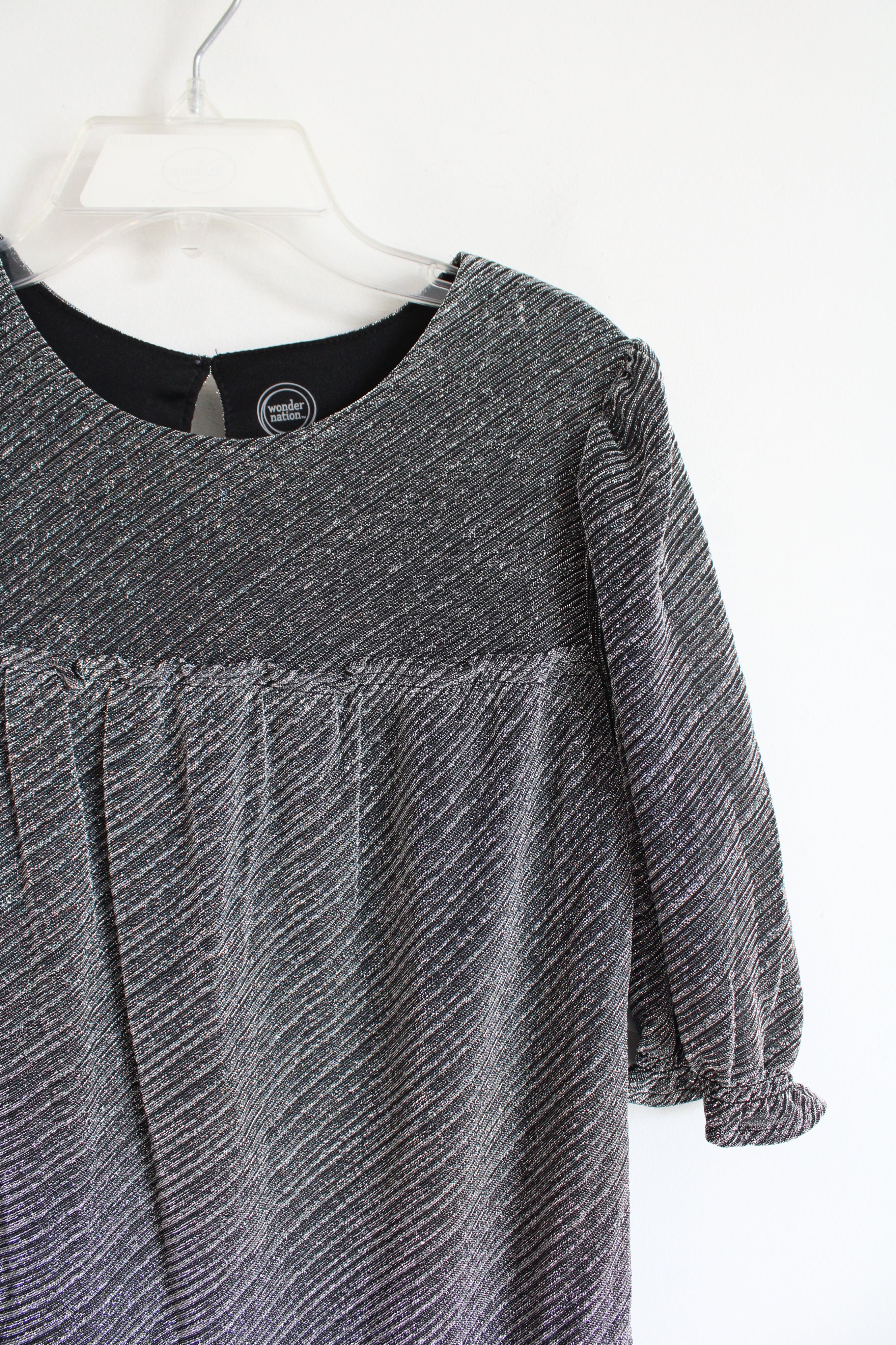 NEW Wonder Nation Silver & Black Shimmer Dress | Youth L (10/12)