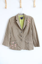 American Eagle Outfitters Pink Flower Brown Blazer | L