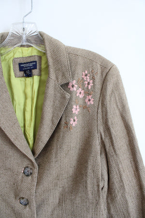 American Eagle Outfitters Pink Flower Brown Blazer | L