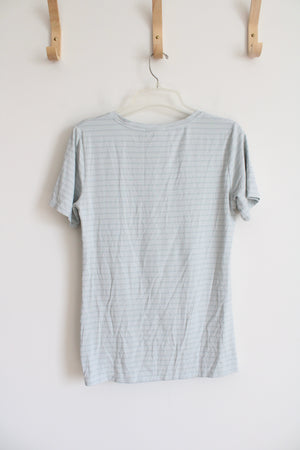 NEW Matty M V-Neck Twist Light Blue & Striped Top | S