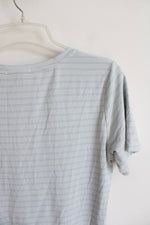 NEW Matty M V-Neck Twist Light Blue & Striped Top | S