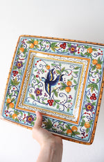 Dario Farrucci Designs Hand Painted Floral Square Platter Dish | 11.5"