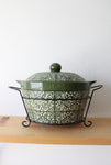 Temp-Tations Carved Medallion 2.5 QT Green Ceramic Crock Serving Dish