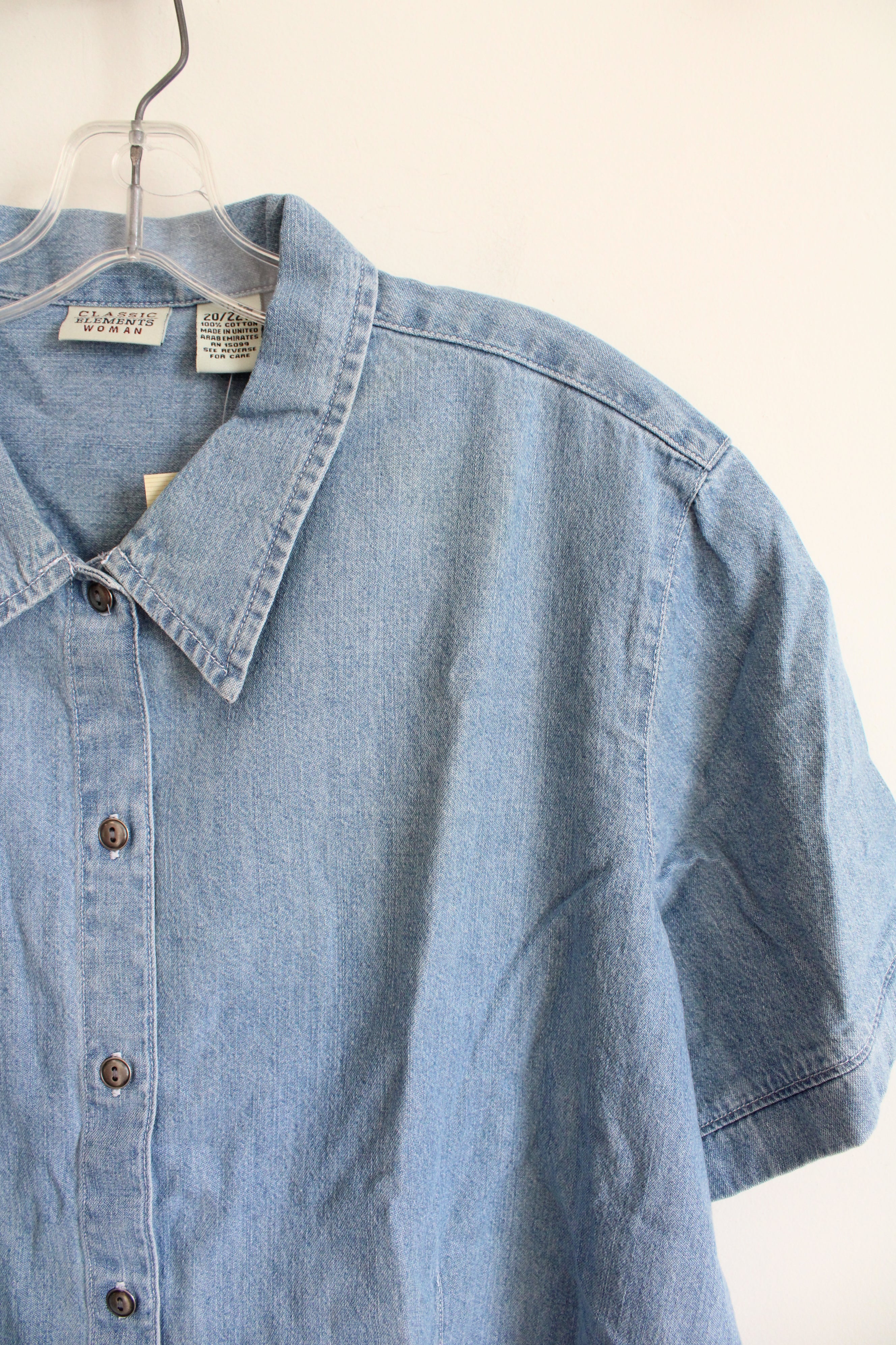 NEW Classic Elements Light Denim Button Down Top | 20/22W