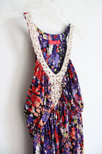 Elle Multi-Colored Spotted Beaded Neckline Maxi Dress | XL