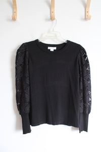 NEW Liz Claiborne Black Lace Sleeved Top | M