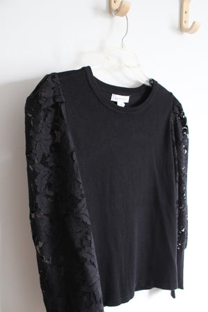 NEW Liz Claiborne Black Lace Sleeved Top | M