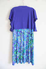 Perceptions Blue Purple & Green Patterned Dress & Shrug Set | 12