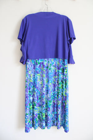 Perceptions Blue Purple & Green Patterned Dress & Shrug Set | 12