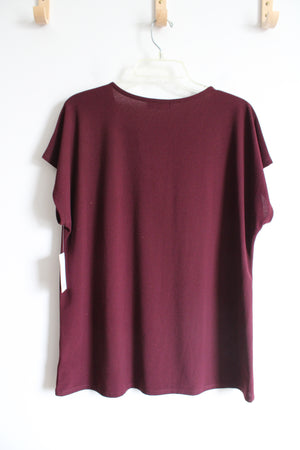 NEW 89th & Madison Maroon Criss Cross Neck Top | XL